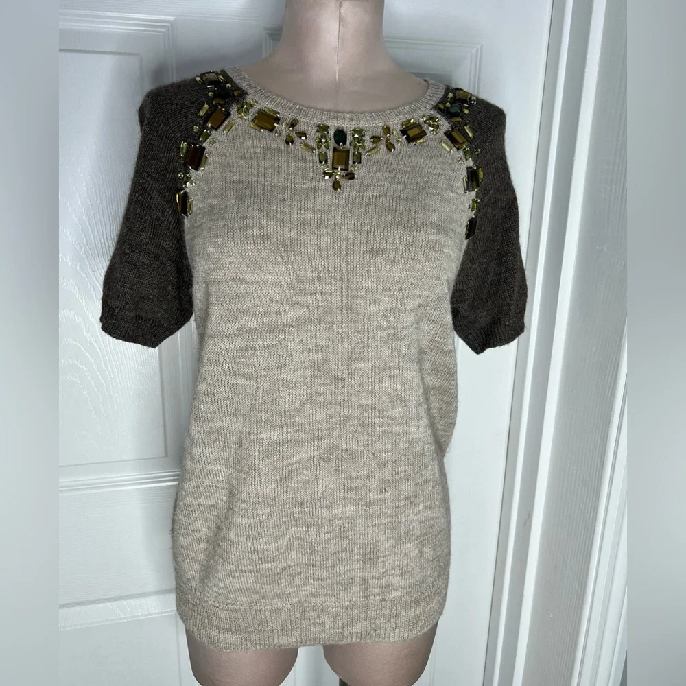J. Crew Jeweled Wool blend Women's Top Sz S